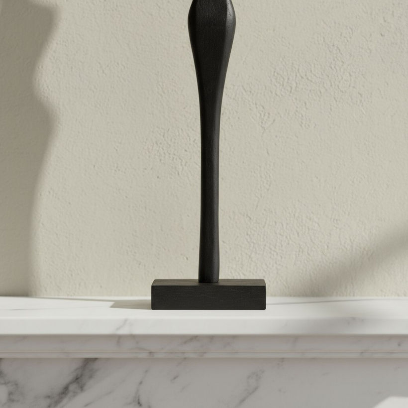 Rayon Wooden Human Figurine Table Decor with Wooden Base - 12x7.5x54 cm - Image 3