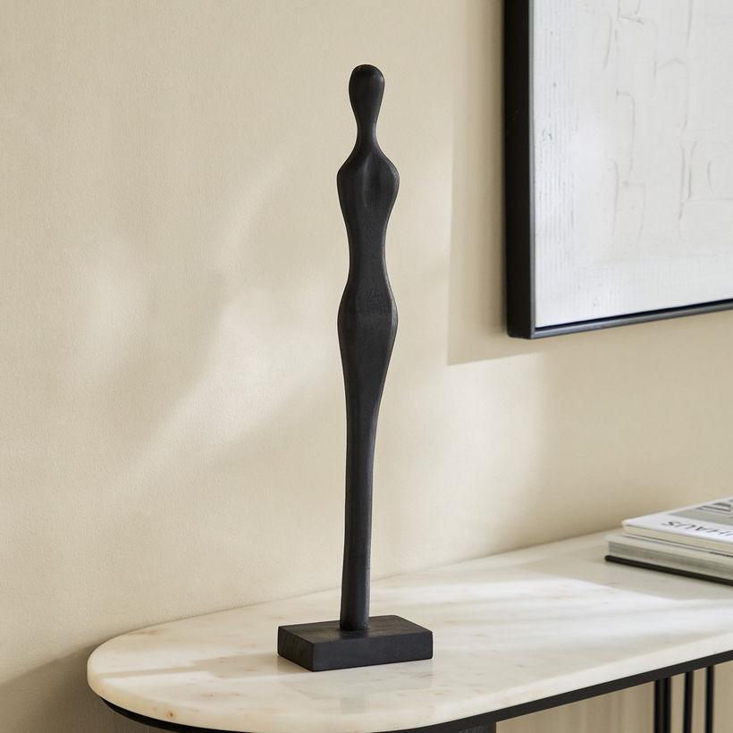 Rayon Wooden Human Figurine Table Decor with Wooden Base - 12x7.5x54 cm - Image 5