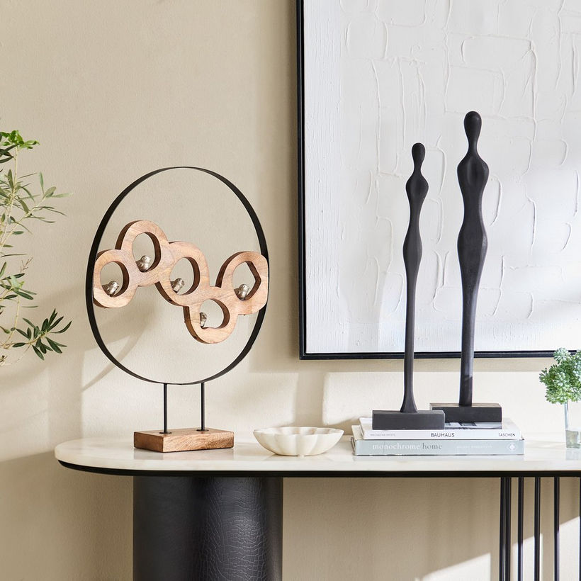 Rayon Wooden Human Figurine Table Decor with Wooden Base - 12x7.5x54 cm - Image 7