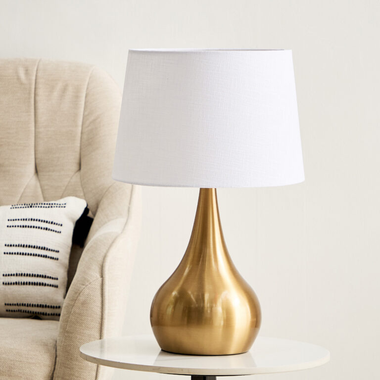 Antark Metal Table Lamp with Linen Shade - 30x48 cm