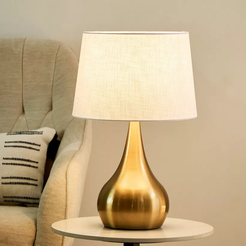Antark Metal Table Lamp with Linen Shade - 30x48 cm - Image 3