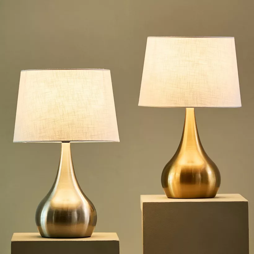 Antark Metal Table Lamp with Linen Shade - 30x48 cm - Image 7