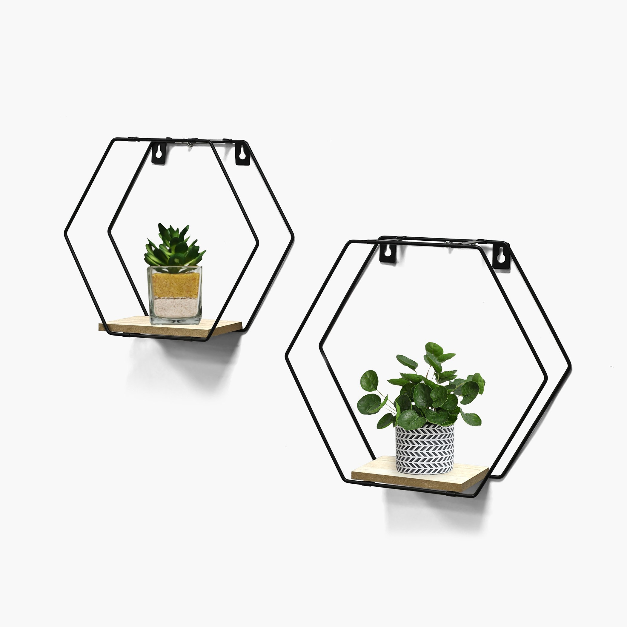 Sera Hexagon 2-Piece Wall Shelf Set
