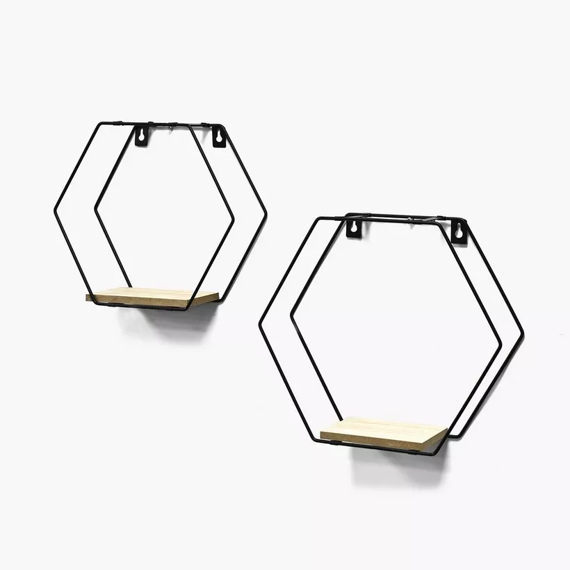 Sera Hexagon 2-Piece Wall Shelf Set - Image 3