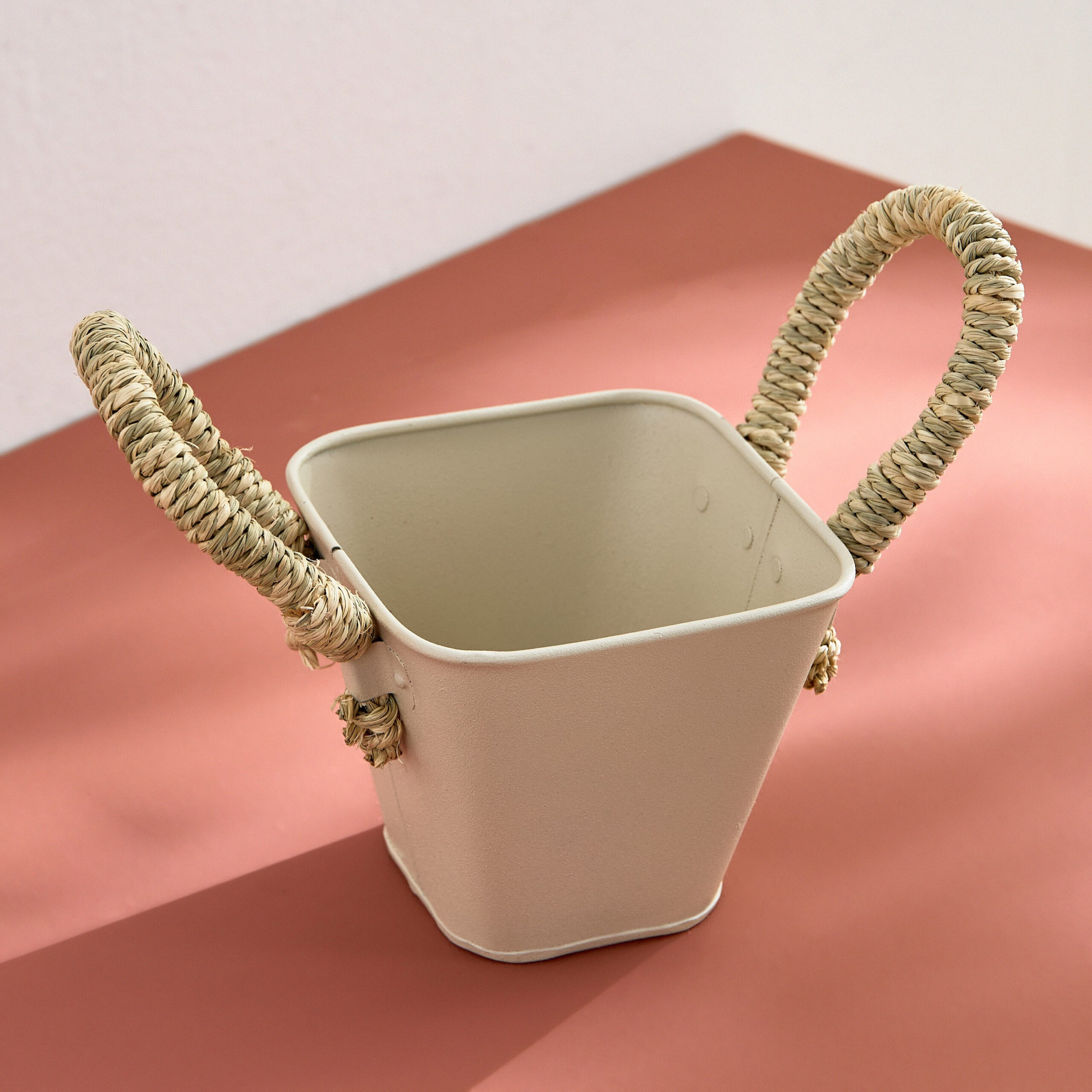 Bella Metal Taca Plant Basket with Sabai Handle - 13x13x11 cm