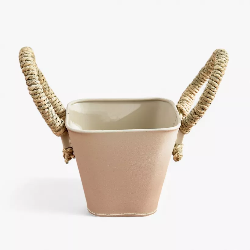 Bella Metal Taca Plant Basket with Sabai Handle - 13x13x11 cm - Image 2