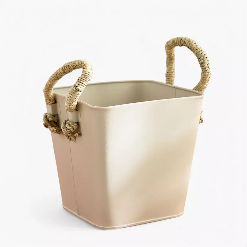 Bella Metal Taca Plant Basket with Sabai Handle - 20x20x19 cm - Image 2