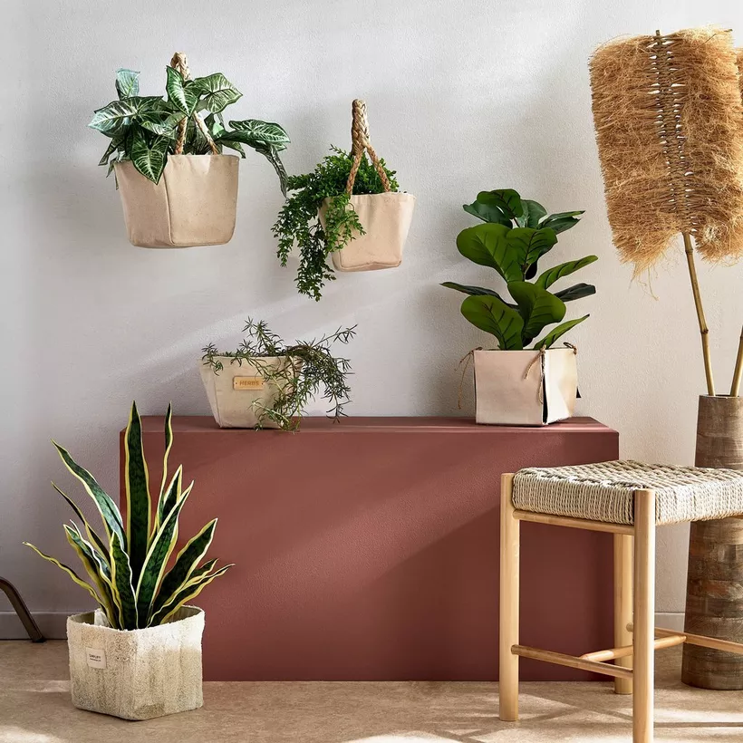 Bella Canvas Stitch Planter with Wooden Label - 14x14x15 cm - Image 5