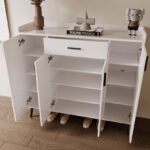 Marwell 22-Pair Sintered Stone Shoe Cabinet with 4 Doors and Drawer