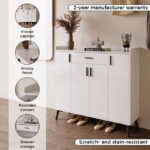 Marwell 22-Pair Sintered Stone Shoe Cabinet with 4 Doors and Drawer