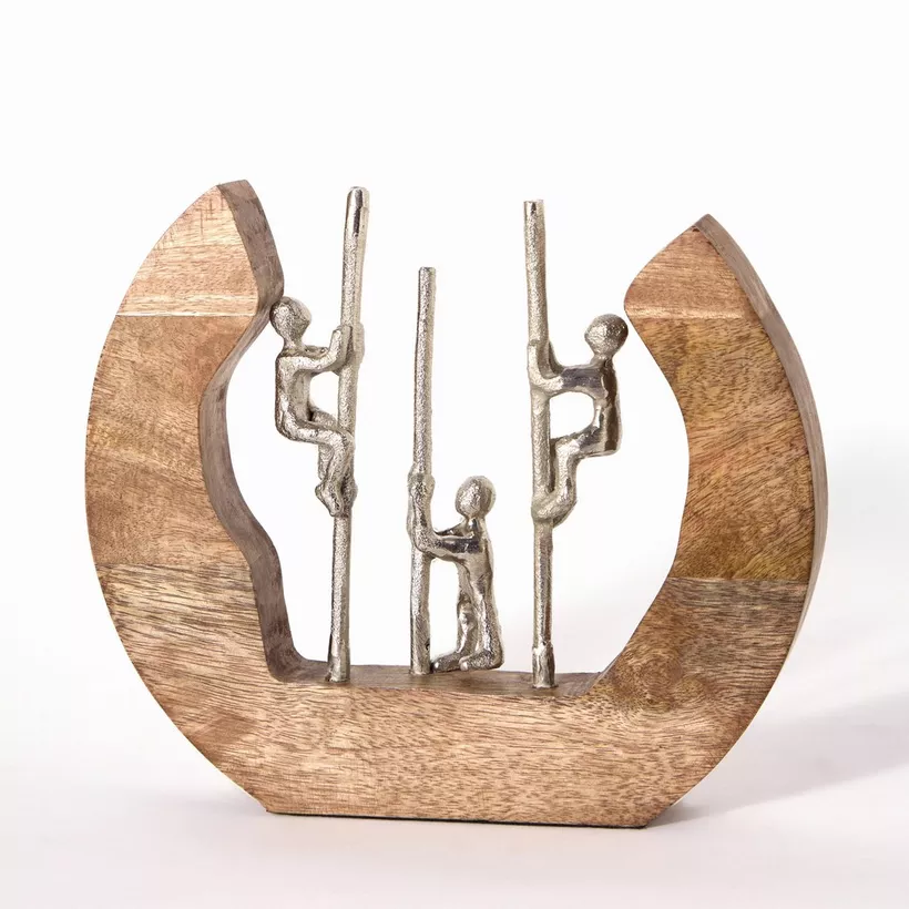 Odin Aluminium Sculpture on Pole with Wooden Base - 22x4x22 cm - Image 2