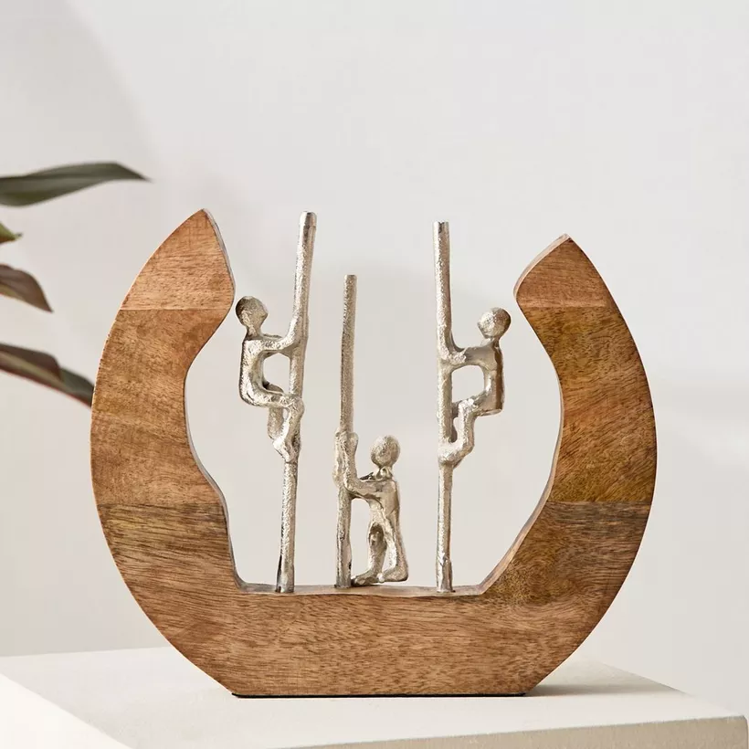 Odin Aluminium Sculpture on Pole with Wooden Base - 22x4x22 cm - Image 3