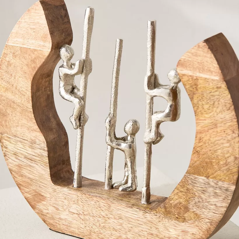 Odin Aluminium Sculpture on Pole with Wooden Base - 22x4x22 cm - Image 4