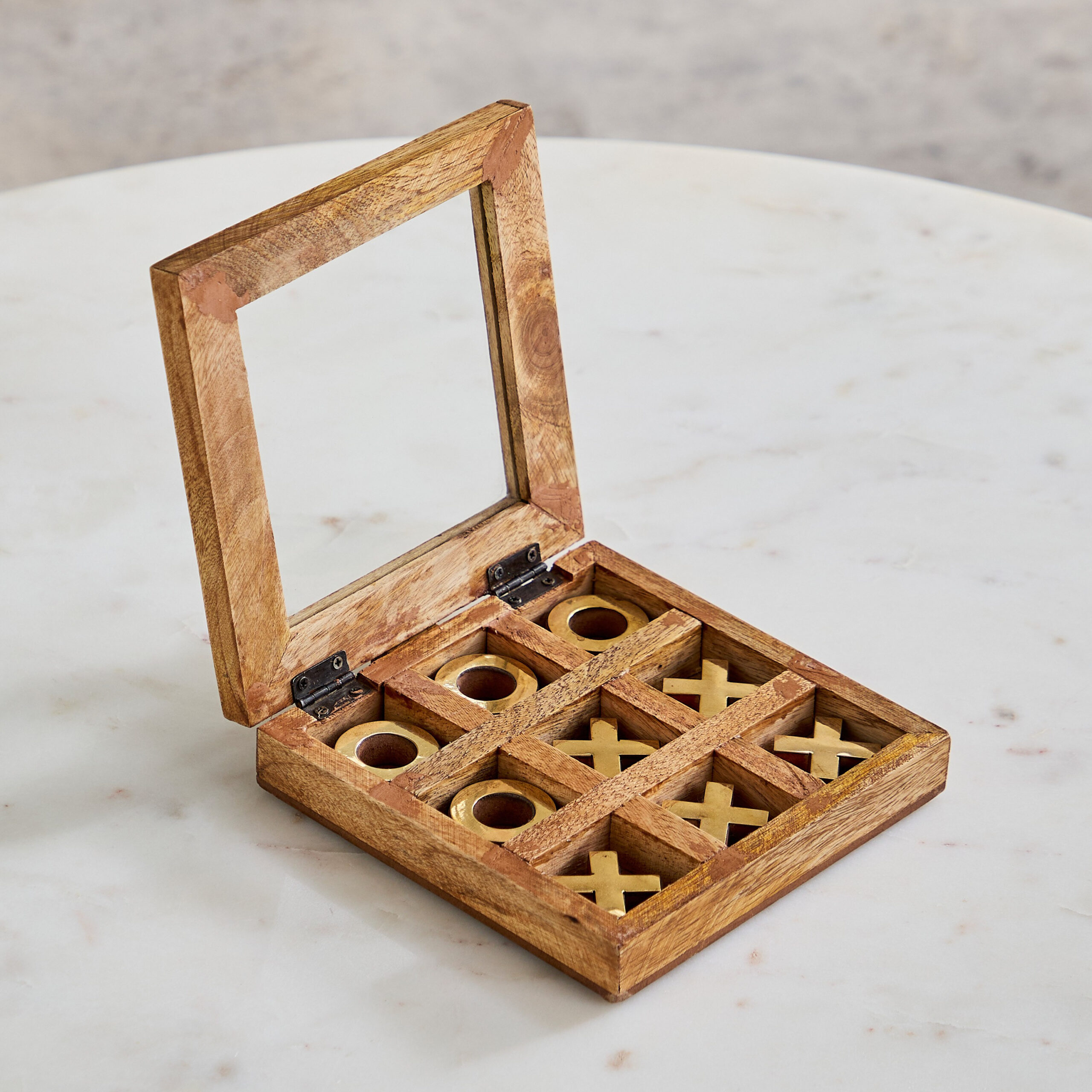 Odin Wooden Cross and Nut Gaming Set with Glass - 15x15x5 cm