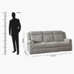 Jane 3-Seater Fabric Recliner Sofa with USB