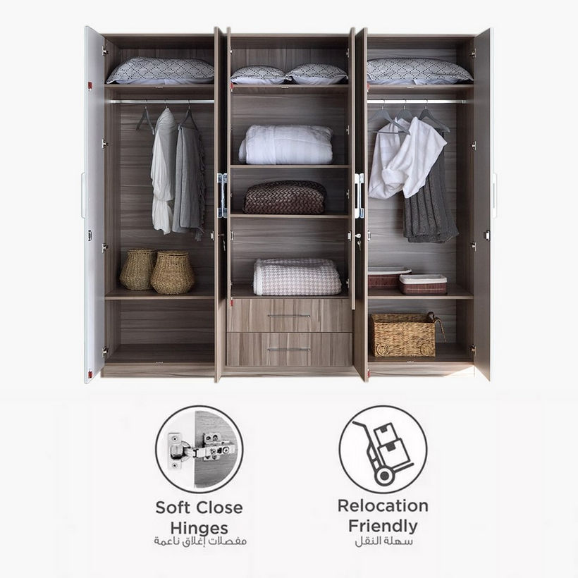 Miami Nxt 6-Door Wardrobe with Mirror and Drawers - Image 6