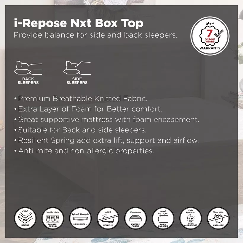 SleepNest iRepose Nxt Box To Medium Firm Bonnell Spring Single Mattress - 90x190x24 cm - Image 5
