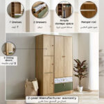 Movo Fern 5-Door Wardrobe with 2 Drawers