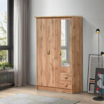 Movo Carnation 3-Door Wardrobe with 2 Drawers and Mirror