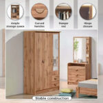Movo Carnation 3-Door Wardrobe with 2 Drawers and Mirror
