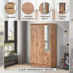Movo Carnation 3-Door Wardrobe with 2 Drawers and Mirror