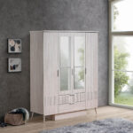 Movo Elmwood 4-Door Wardrobe with 2 Drawers and Mirror