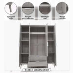 Movo Elmwood 4-Door Wardrobe with 2 Drawers and Mirror