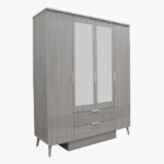 Movo Elmwood 4-Door Wardrobe with 2 Drawers and Mirror