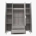 Movo Elmwood 4-Door Wardrobe with 2 Drawers and Mirror