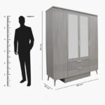 Movo Elmwood 4-Door Wardrobe with 2 Drawers and Mirror