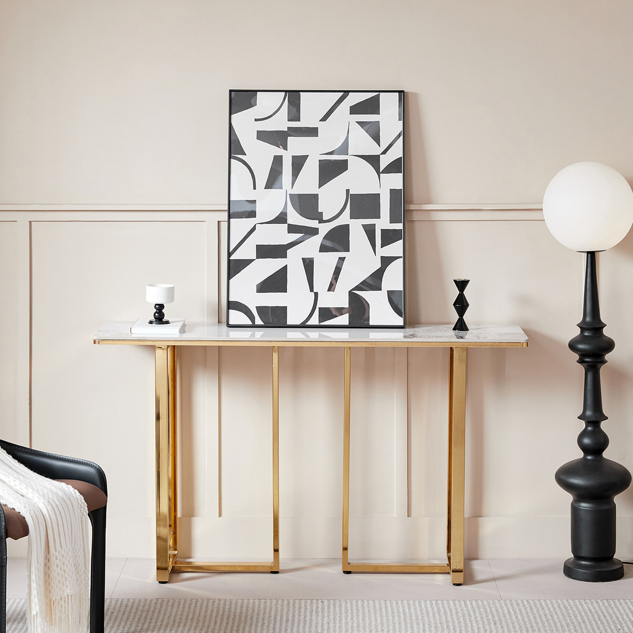 Pearl Sintered Stone Console Table