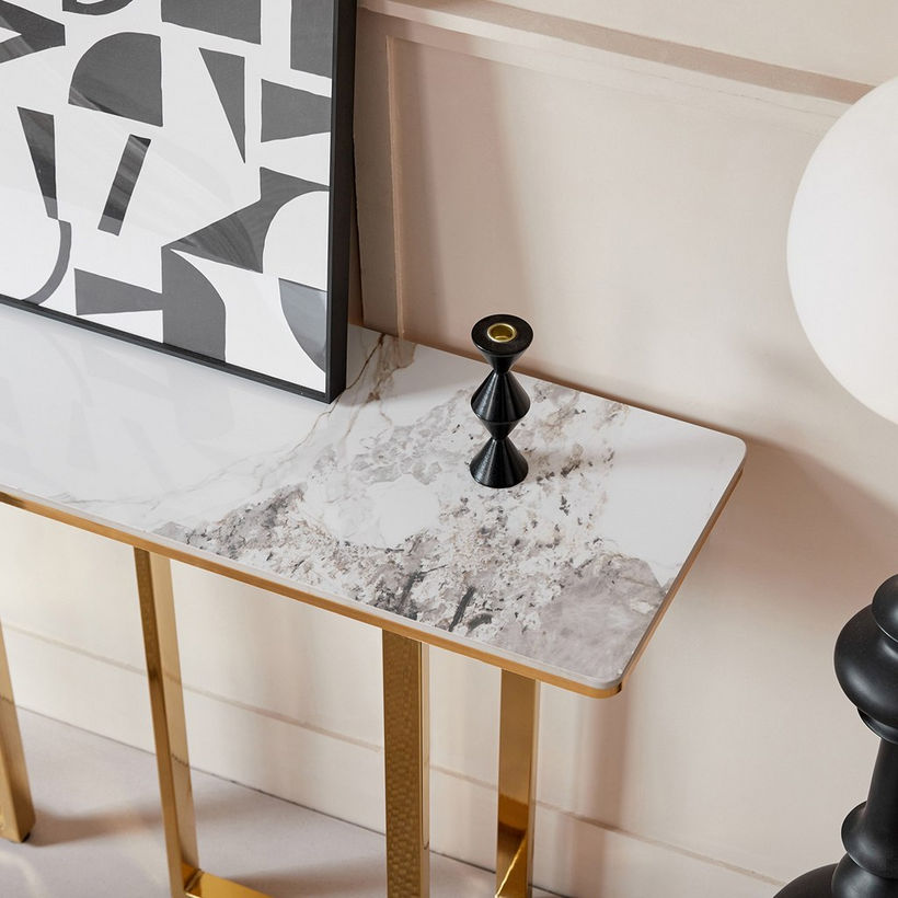 Pearl Sintered Stone Console Table - Image 6