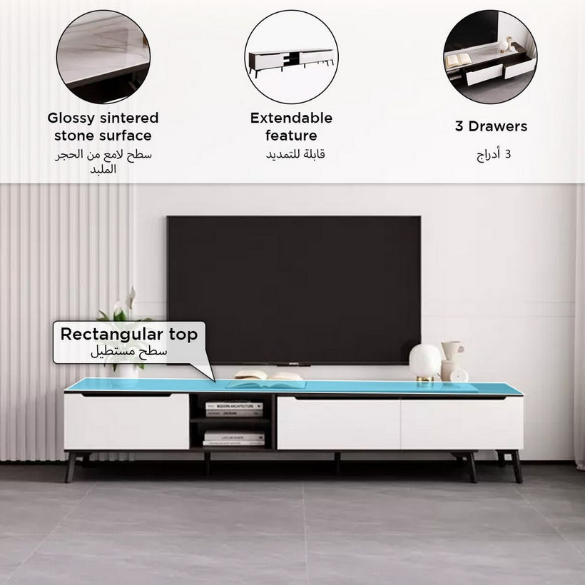 Madora 2 to 3 Metre Extendable TV Unit with Sintered Stone Top for TVs up to 98 inches - Image 6
