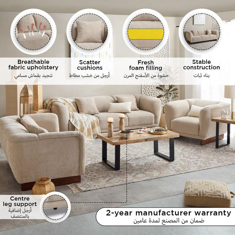 Clarkston NXT 3-Seater Fabric Sofa with 2 Cushions - Image 5