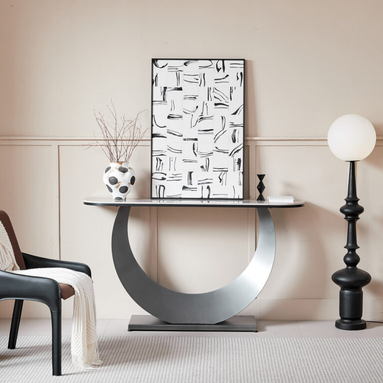 Titanium Sphere Sintered Stone Console Table