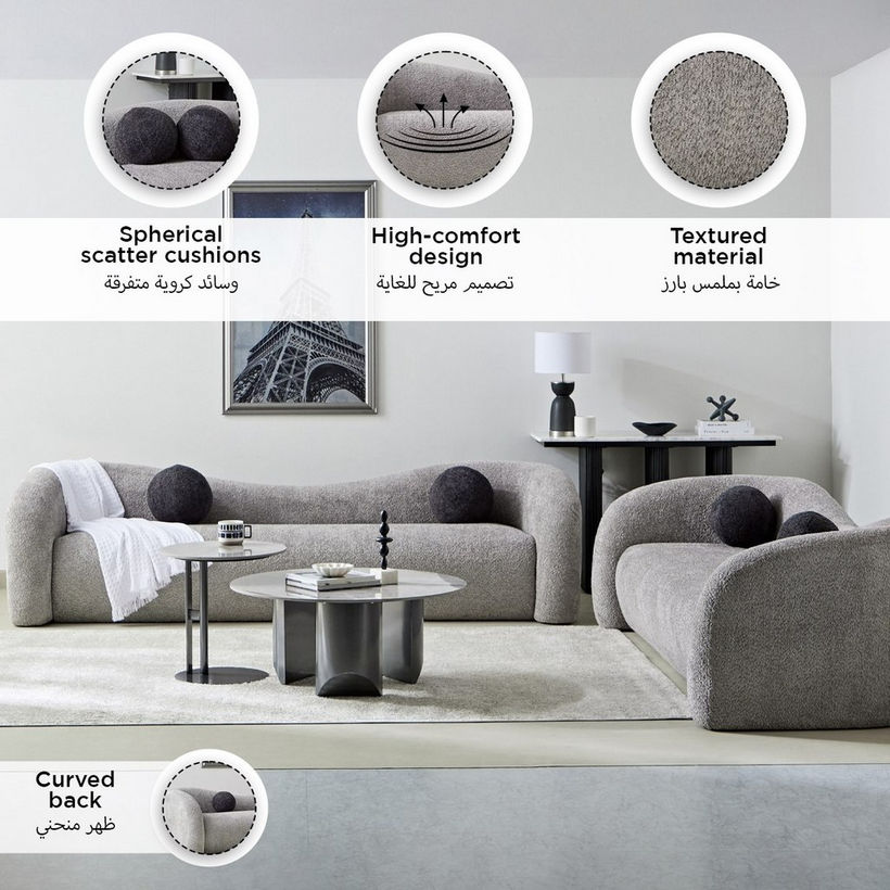 Palermo 3-Seater Fabric Sofa with 2 Cushions - Image 7