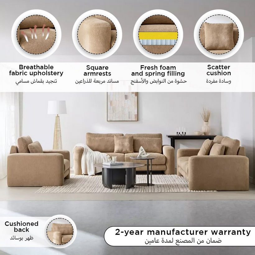 Rovigo Fabric Armchair Sofa with Cushion - Image 5