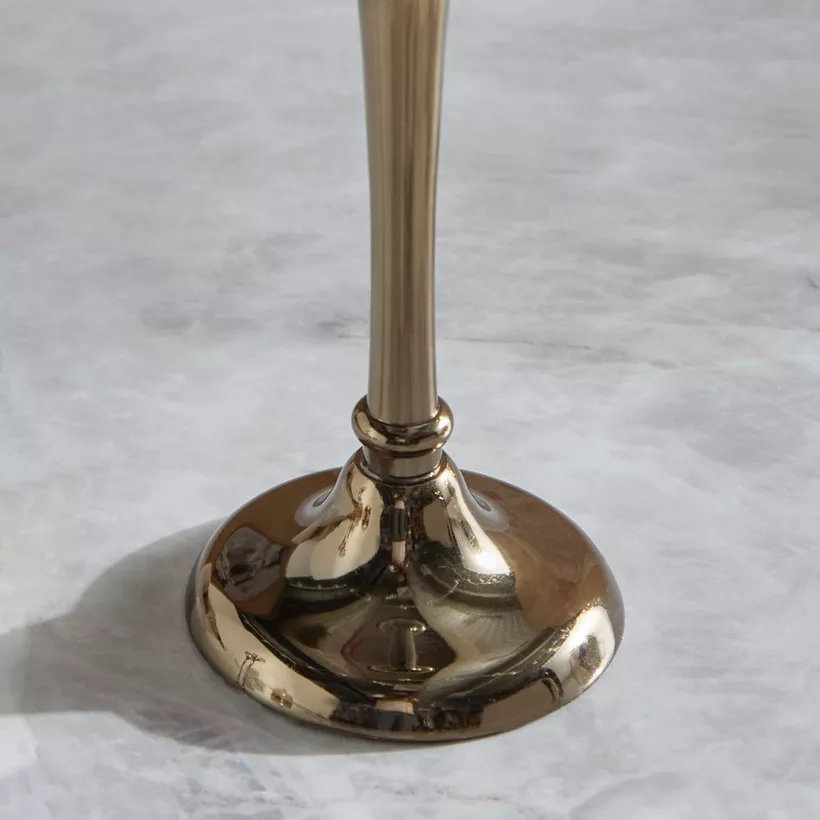 Jebha Half Crackle and Luster Glass Votive Holder on Steel Base with Steel Ring on Top - 12x12x38 cm - Image 5