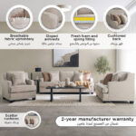 Aurum 2-Seater Fabric Sofa with 3 Cushions