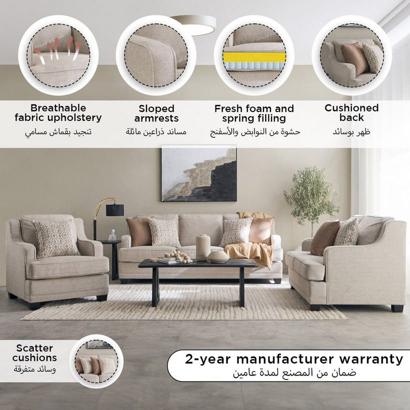 Aurum 2-Seater Fabric Sofa with 3 Cushions - Image 5