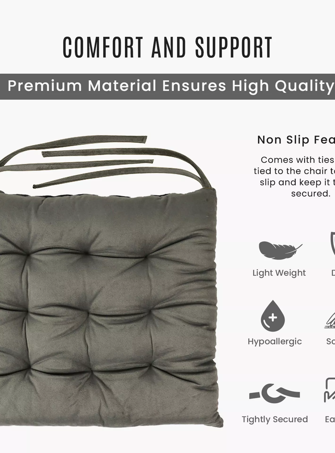 Ultima 4-piece Velvet Chair Pad - 40x40x3 cm - Image 2