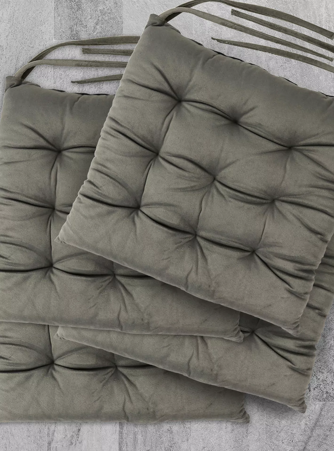 Ultima 4-piece Velvet Chair Pad - 40x40x3 cm - Image 3