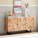 Cavon Florya NXT 1.6 Metre 3-Door Solid Wood Sideboard with Genuine Marble Top