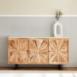 Cavon Florya NXT 1.6 Metre 3-Door Solid Wood Sideboard with Genuine Marble Top