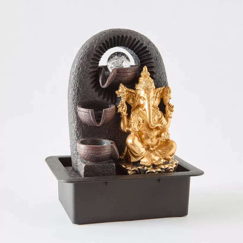 Belen Ganesha Fountain with Rolling Ball and LED Light - 30x22x39 cm - Image 2