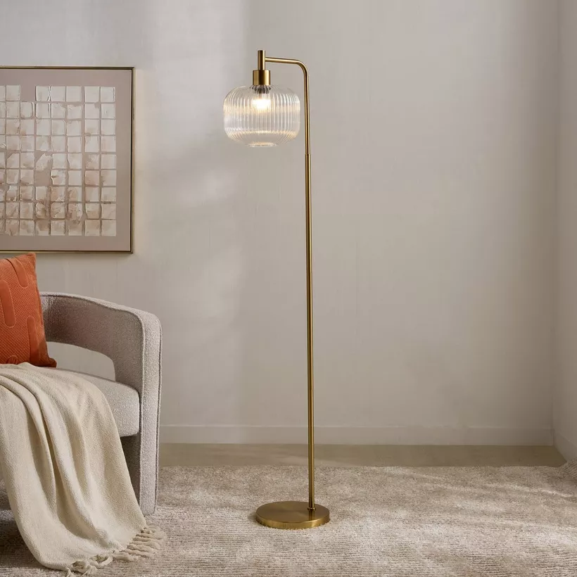 Deme Marie Metal Floor Lamp with Glass Shade - 150 cm - Image 3