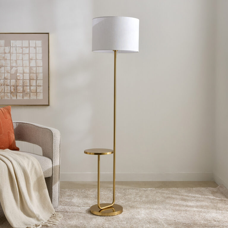 Deme Delany Metal Floor Lamp with Side Table - 165 cm