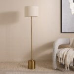 Haskett Otto Metal Floor Lamp with Linen Shade - 35x155 cm