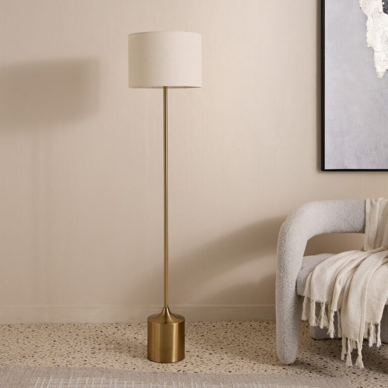Haskett Otto Metal Floor Lamp with Linen Shade - 35x155 cm