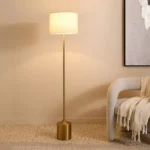 Haskett Otto Metal Floor Lamp with Linen Shade - 35x155 cm